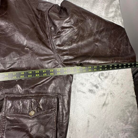 Distressed Vintage M. Collection Genuine Leather Bomber Jacket Size XL - Picture 7 of 8